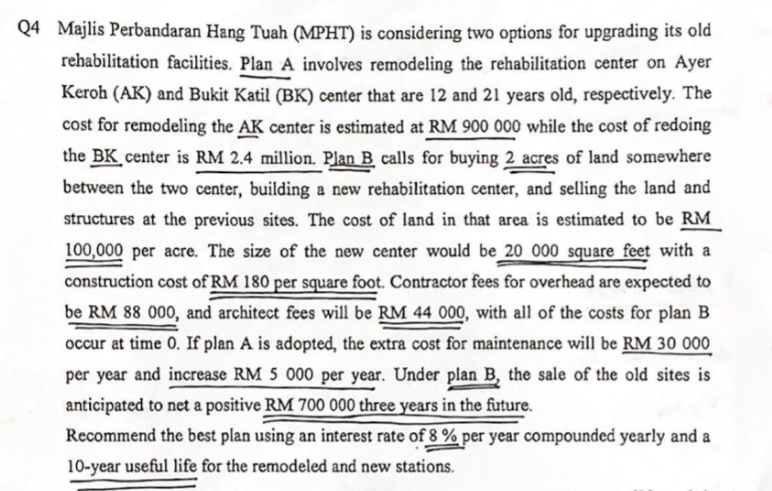 my understanding ? Q4 Majlis Perbandaran Hang Tuah (MPHT) is considering two