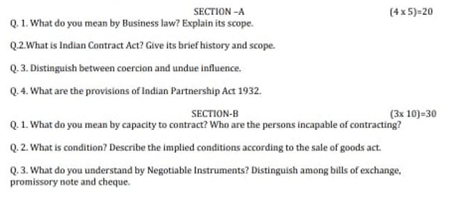 Business law? Explain its scope. Q.2.What is Indian Contract Act? Give its