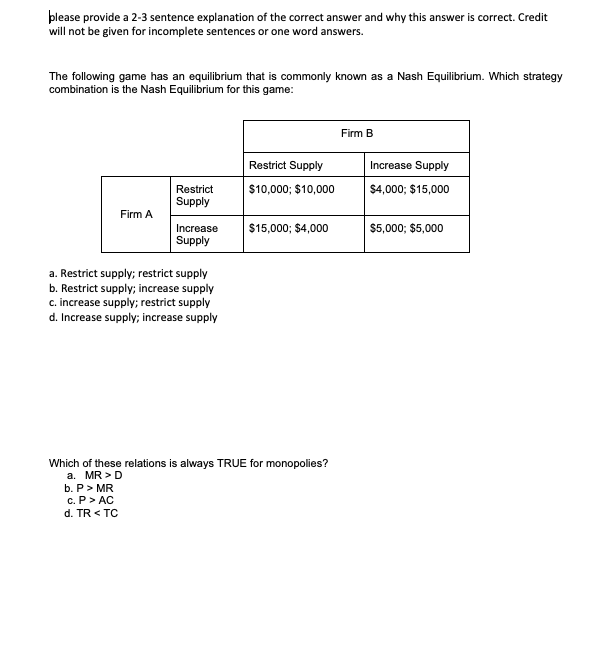 b. Equilibrium c. Profit d. Loss Which of the following areas represents