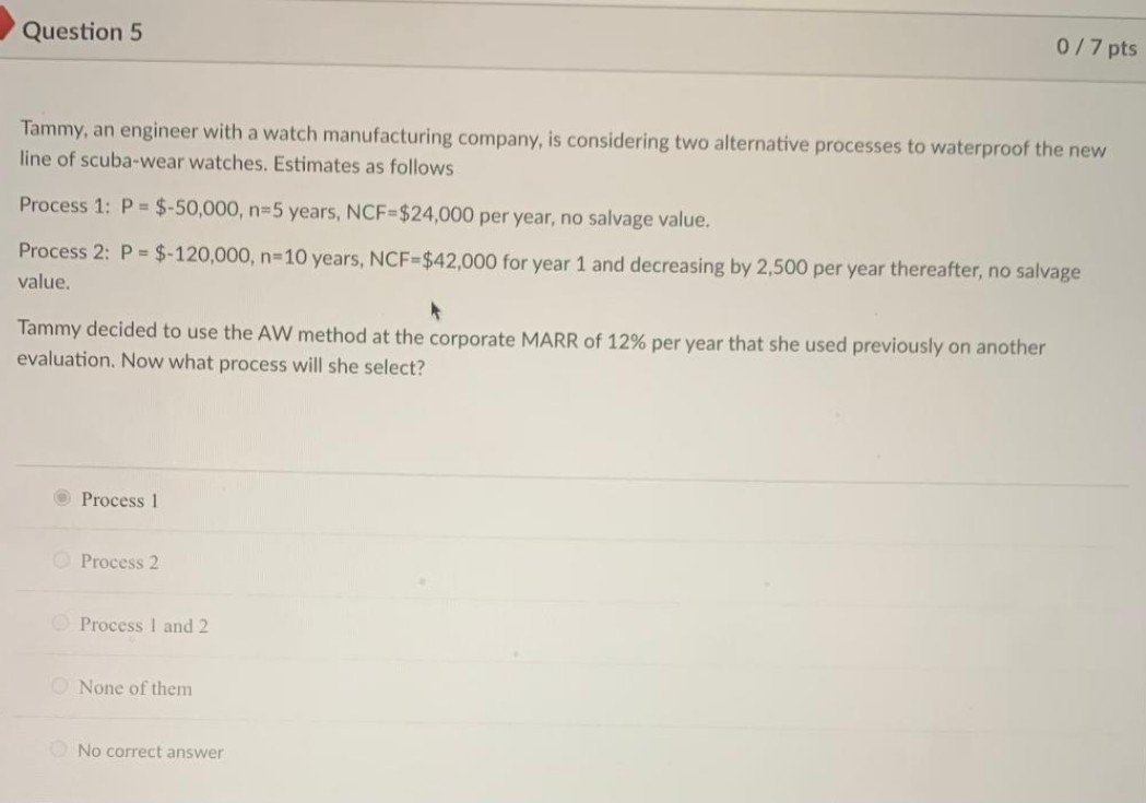  please answer Question 5 0 / 7 pts Tammy, an engineer