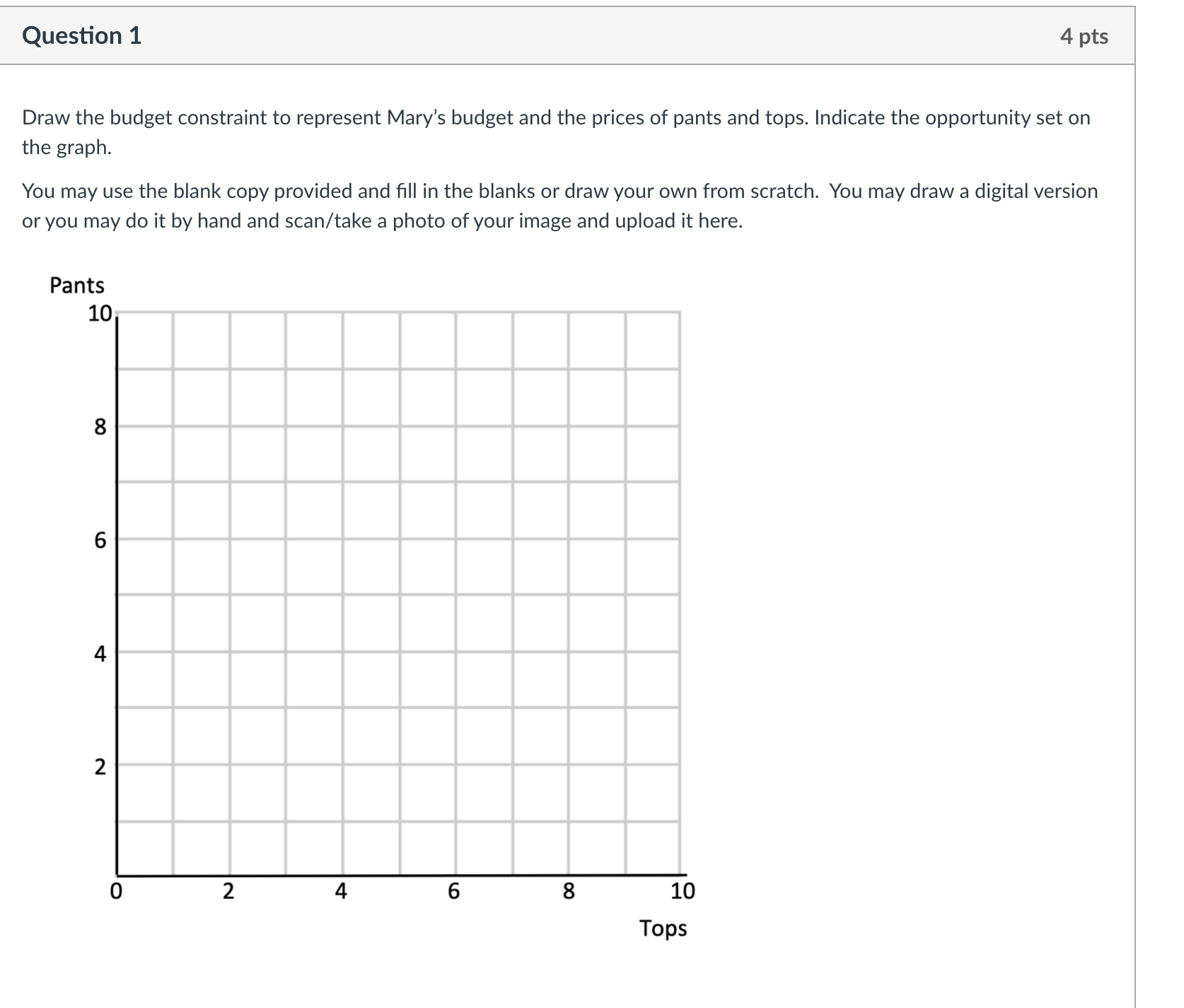  Draw a budget constraint and identify an opportunity set when given