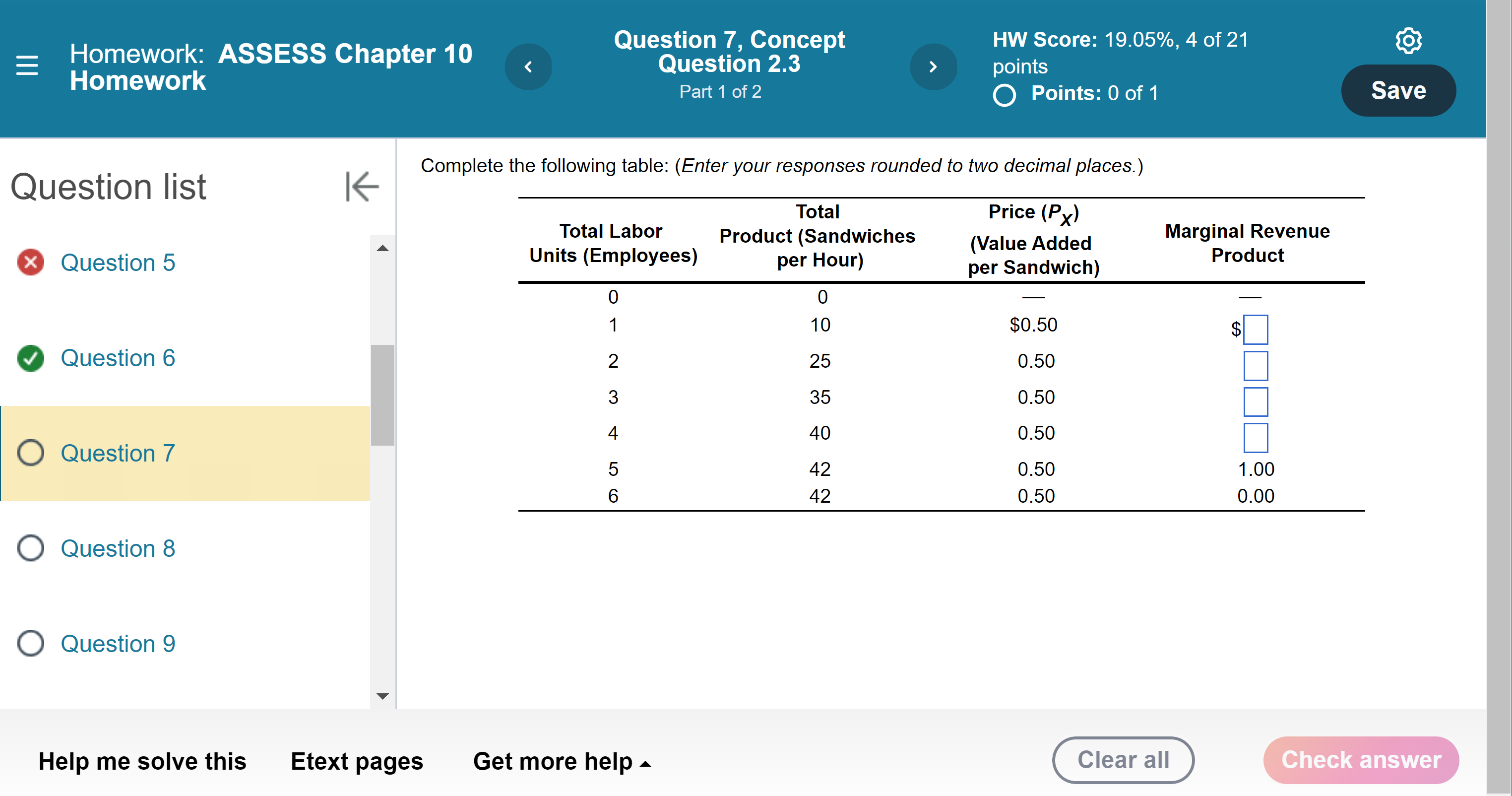 of 21 E Homework: ASSESS Chapter 10 Question 2.3 Homework points Part