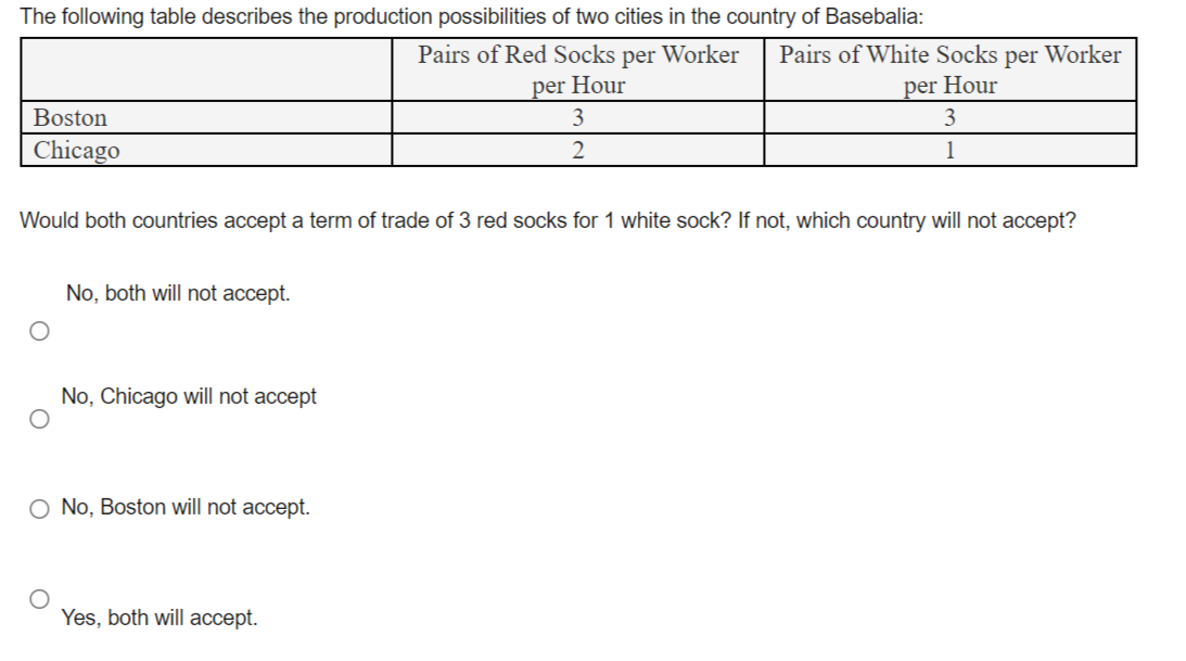  Please do it The following table describes the production possibilities of