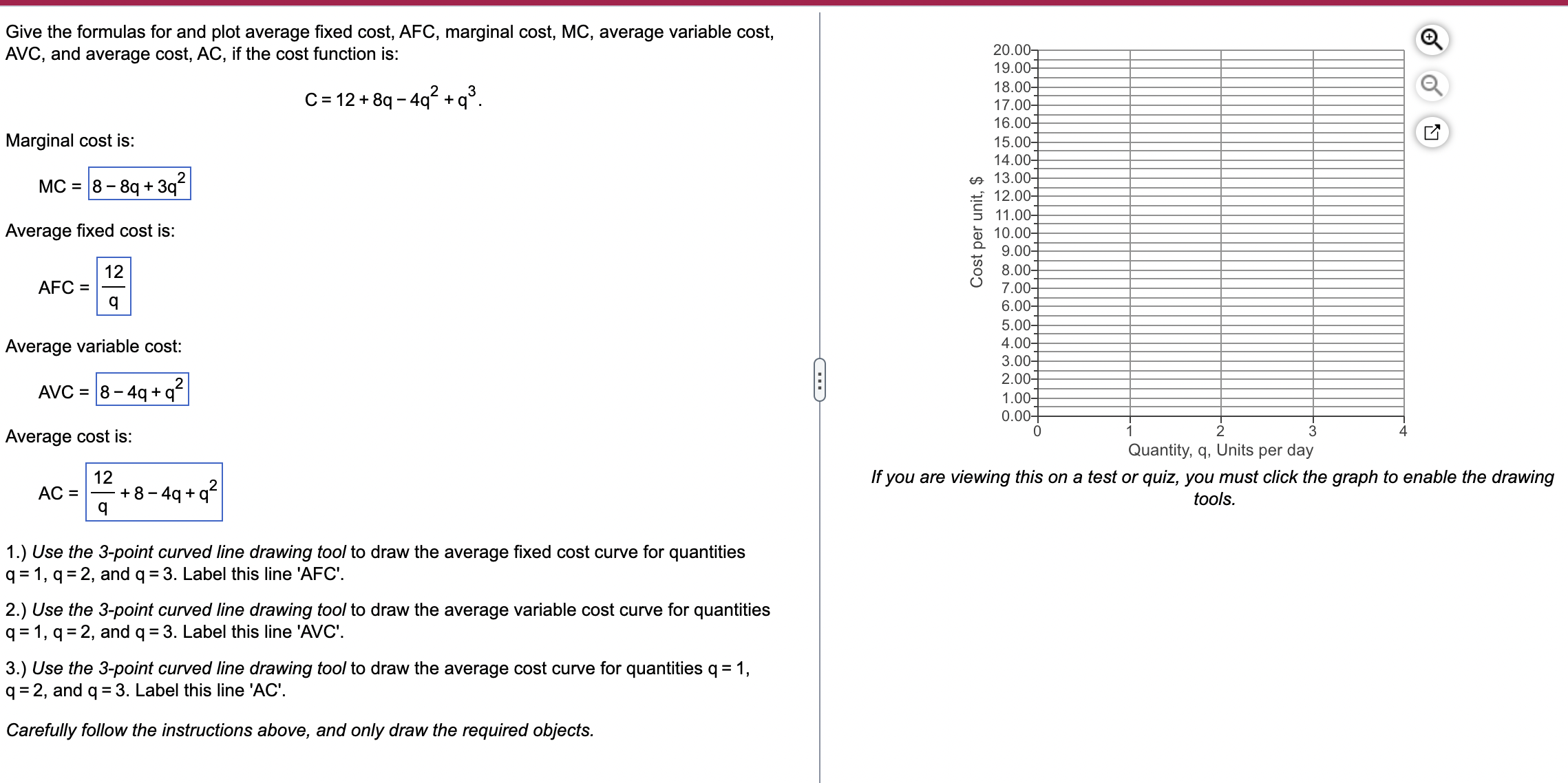 Give the formulas for and plot average fixed cost, AFC, marginal