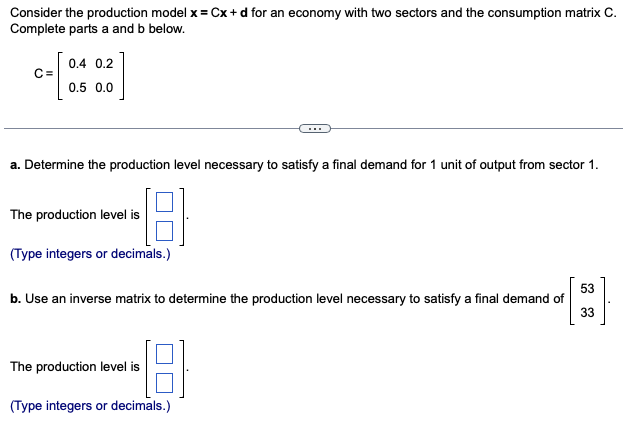  Consider the production model x = Cx + d for an