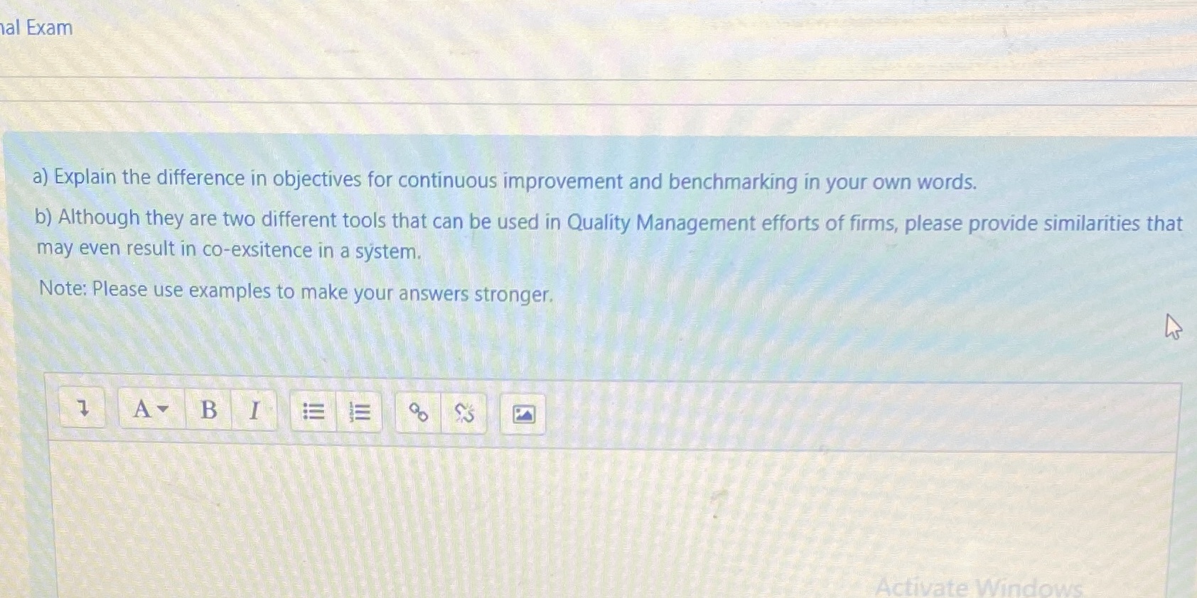  Answer al Exam a) Explain the difference in objectives for continuous
