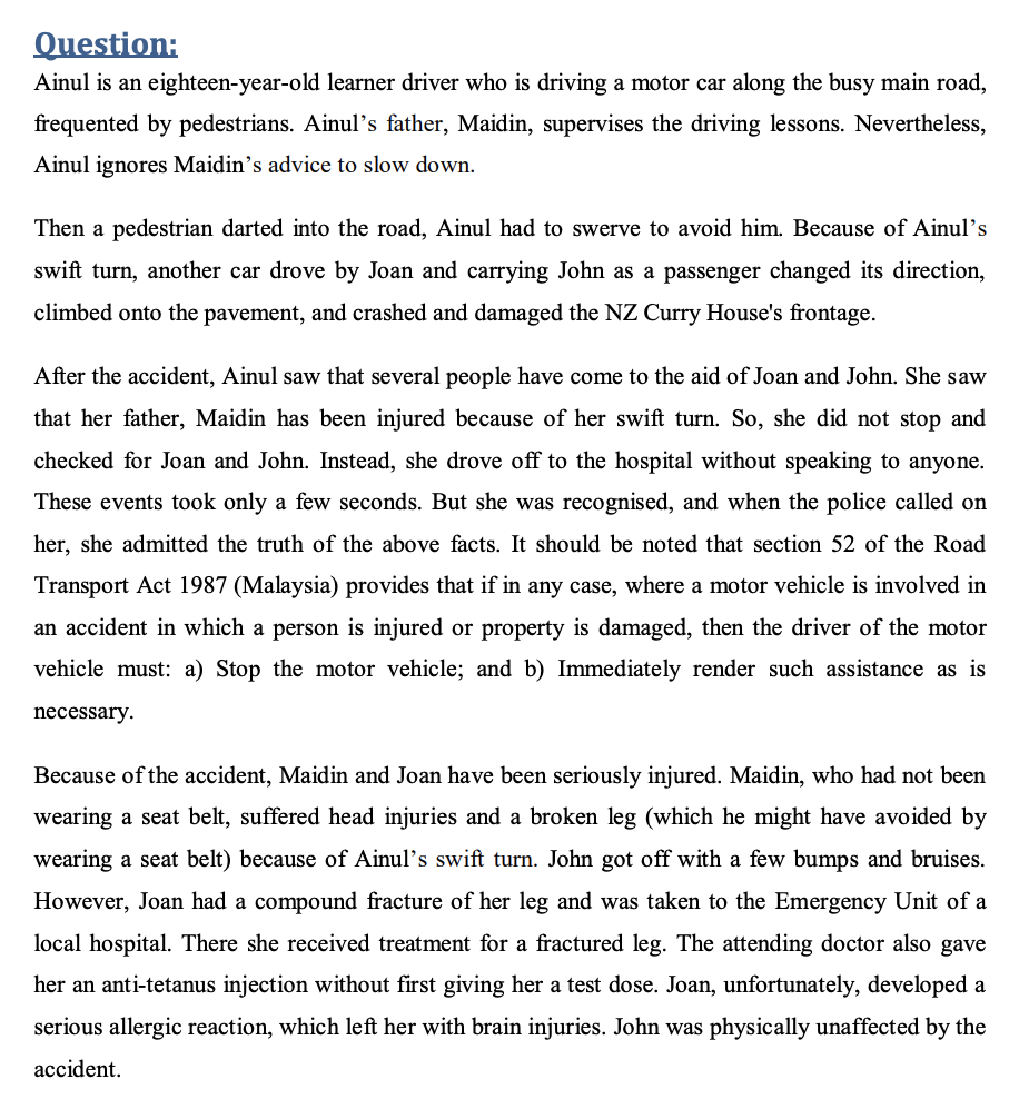 of the Road Transport Act 1987 (Malaysia) provide a satisfactory outcome in