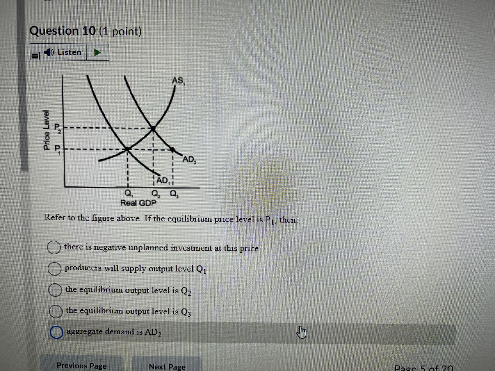 AD2 AD, Q,Q,Q Real GDP Refer to the figure above. The change