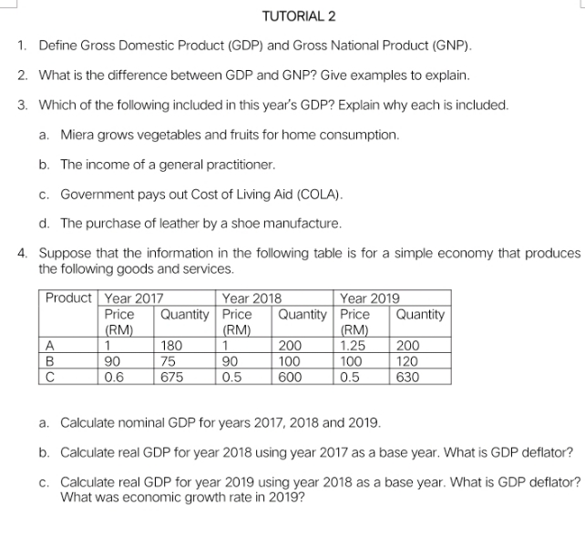 Domestic Product (GDP) and Gross National Product (GNP). 2. What is the