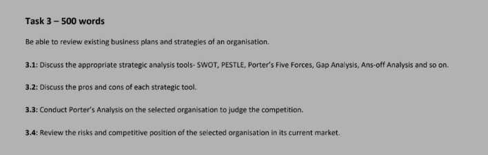 existing business plans and strategies of an organisation, 3.1: Discuss the appropriate