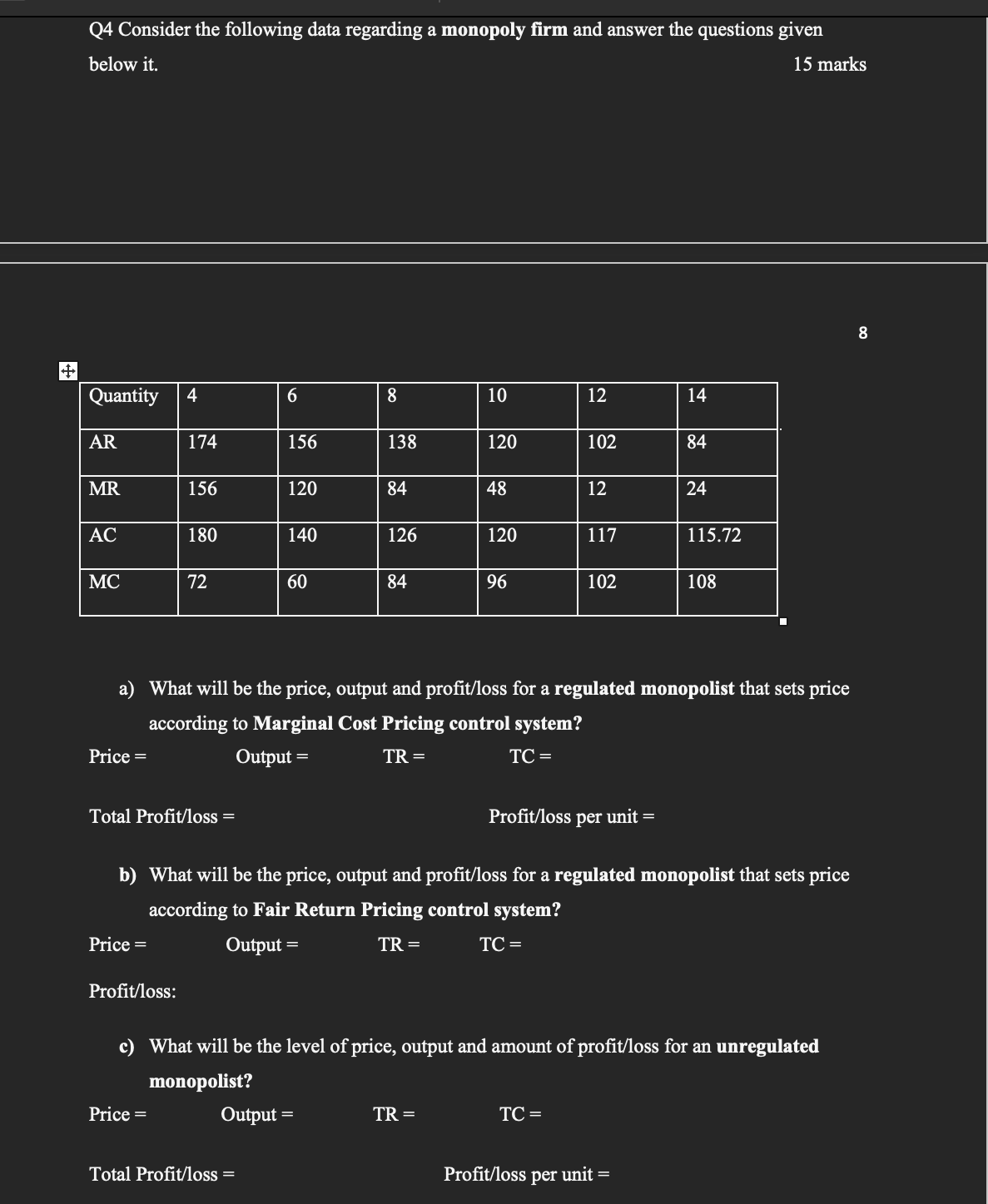 Please help me with this question's and show appropriate solution steps