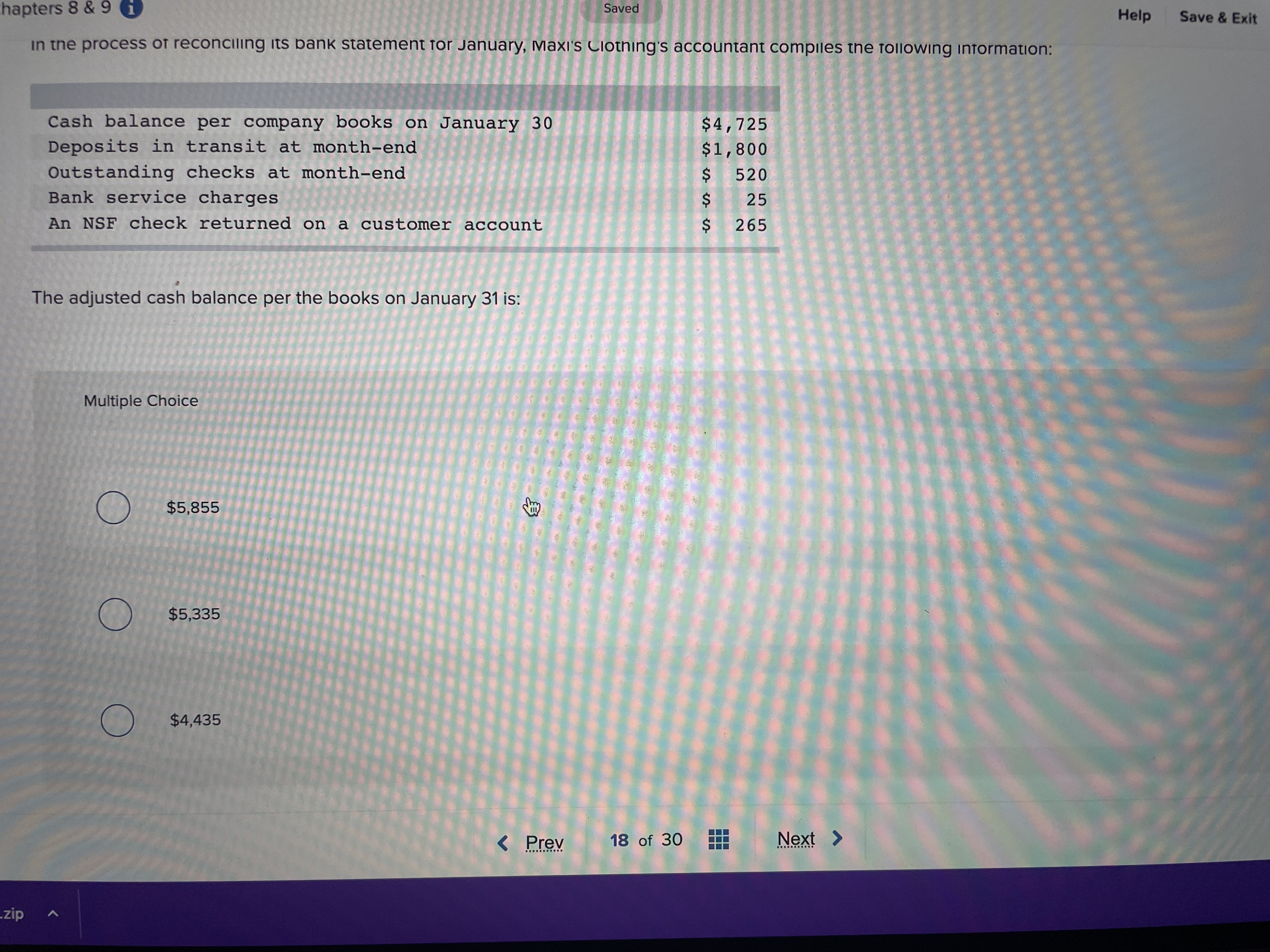  hapters 8 & 9 1 Saved Help Save & Exit in