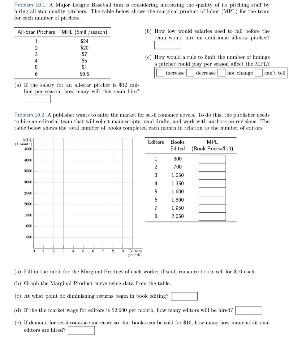  please can you help solve this and provide explanation Problem 10.1.