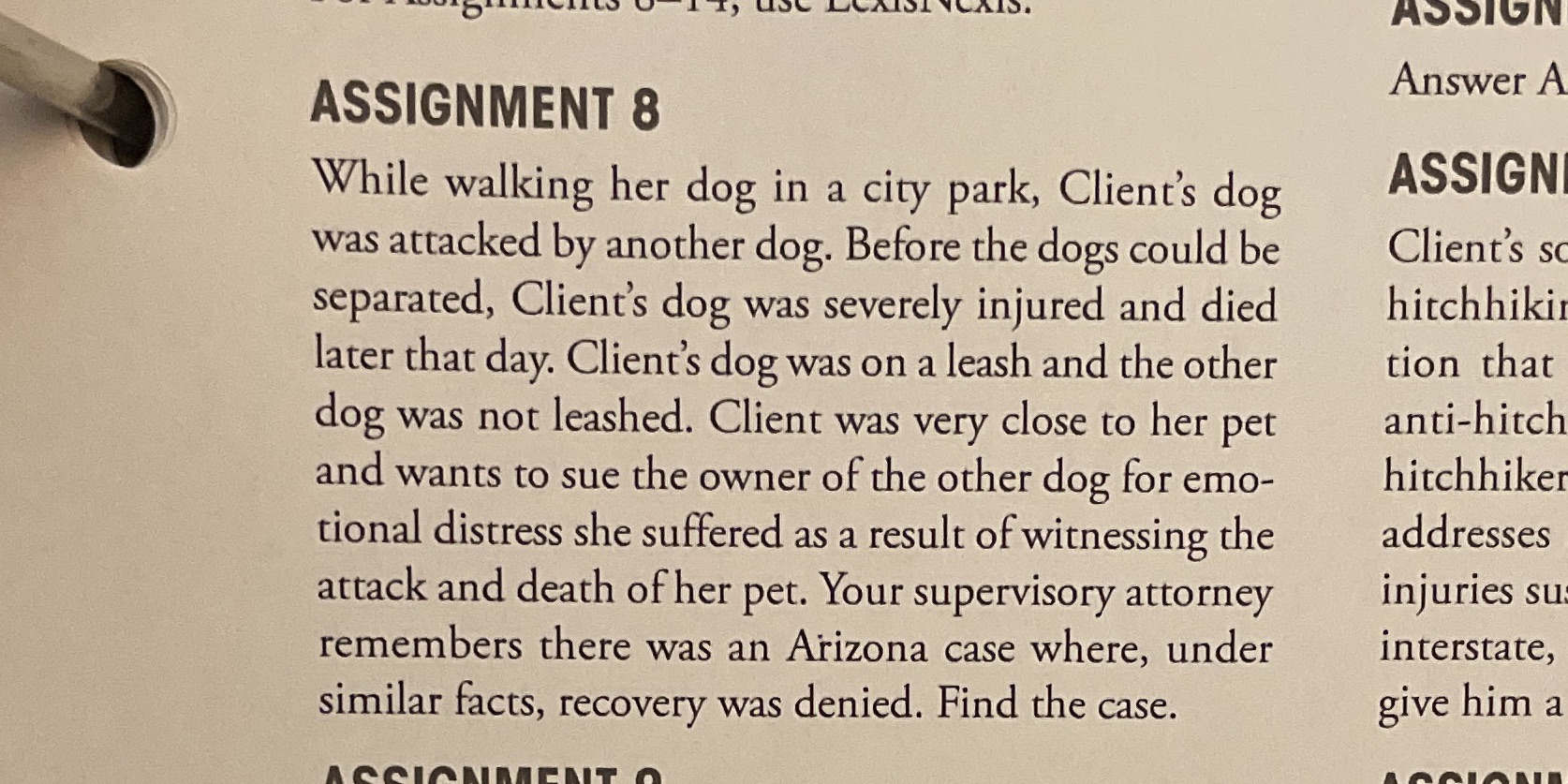  CAISICARS. ASSIGN Answer A ASSIGNMENT 8 While walking her dog in