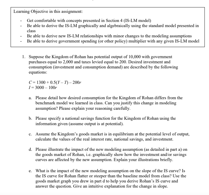 Section 4 (IS-LM model) Be able to derive the IS-LM graphically and