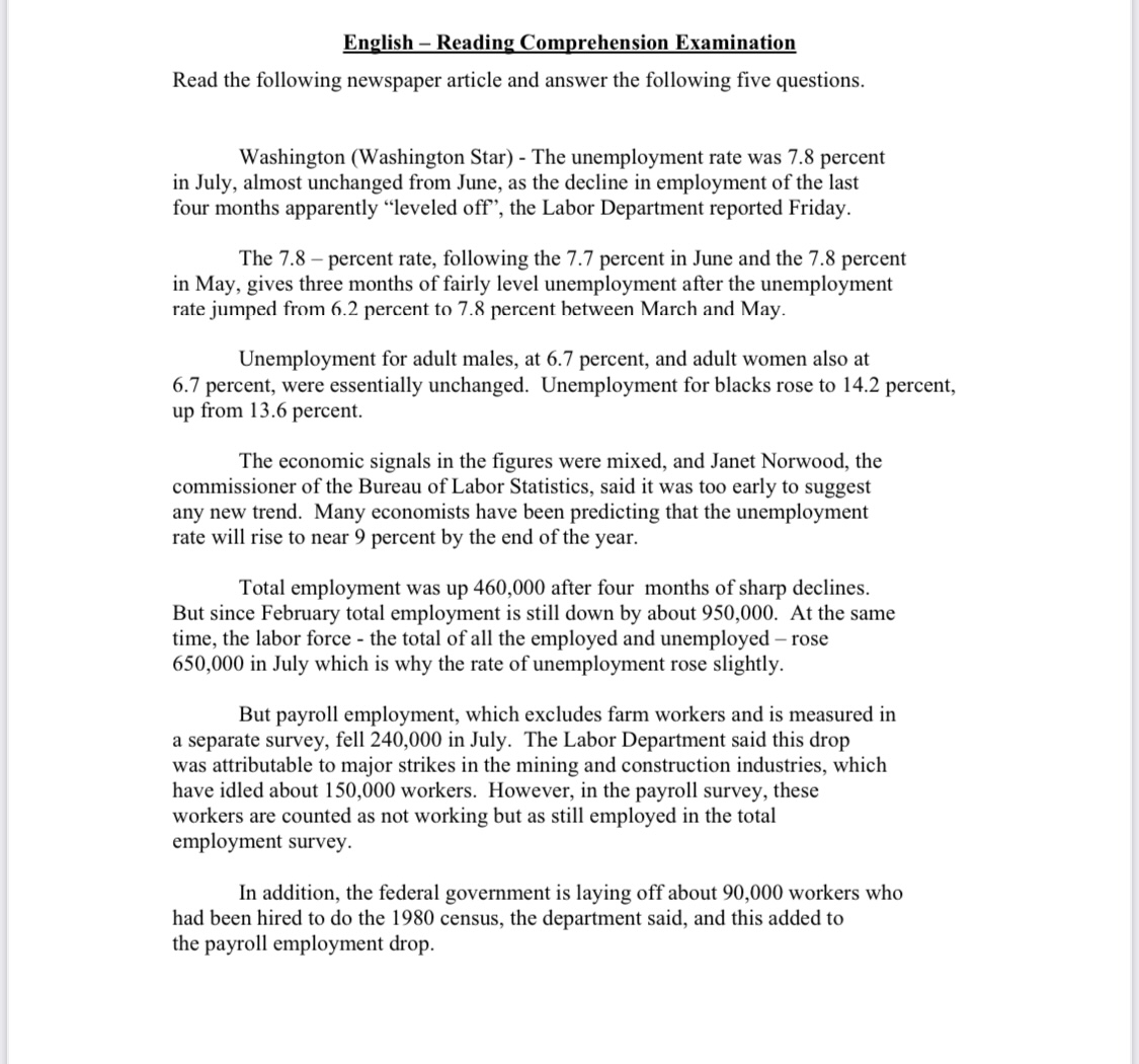  Please just answer questions not explain it English - Reading Comprehension