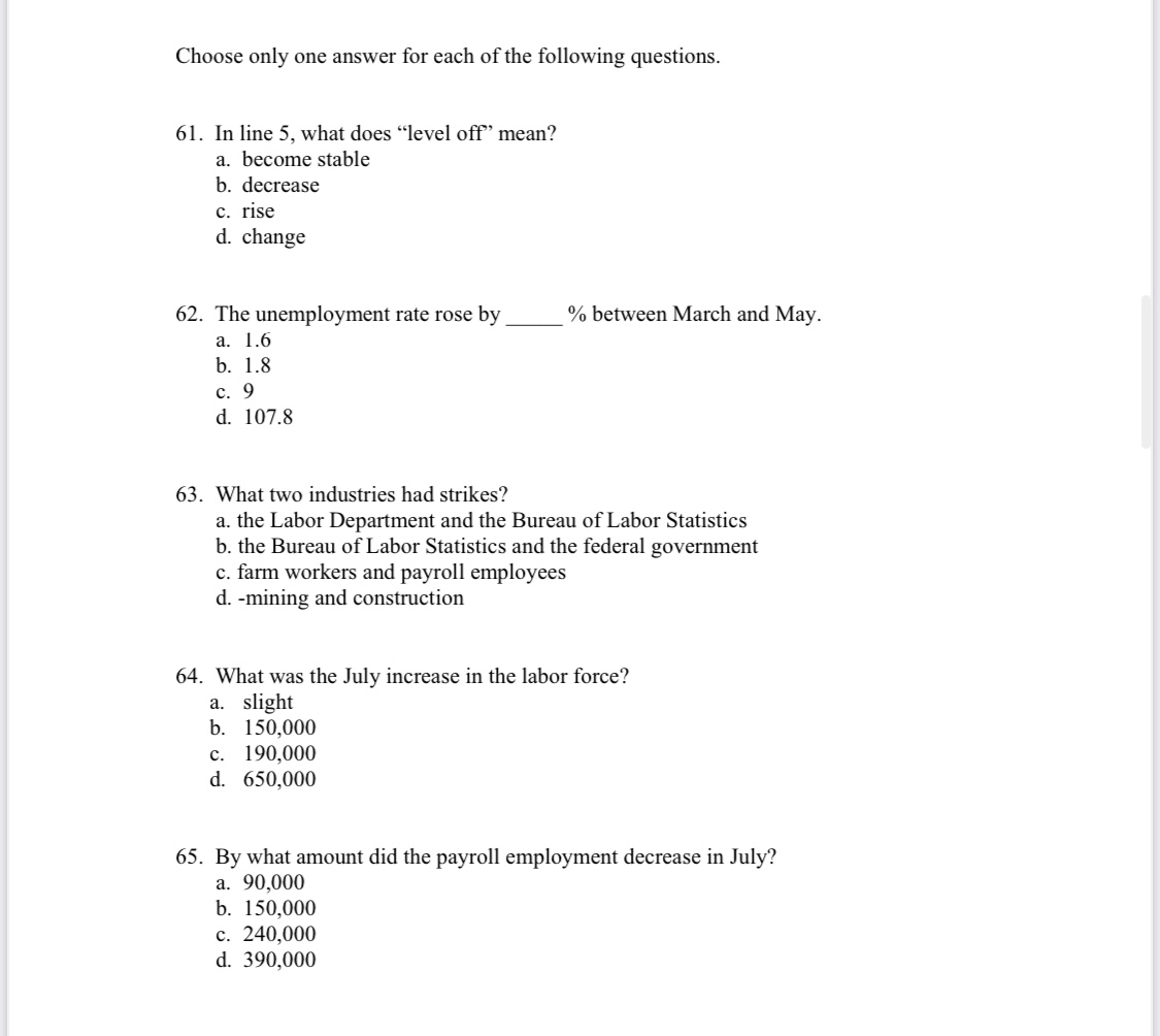 Examination Read the following newspaper article and answer the following five questions.