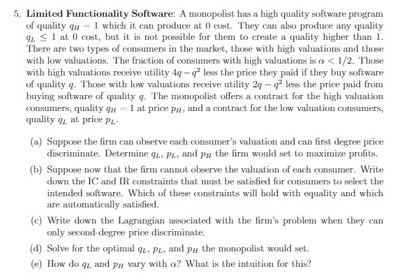 program of quality q# = 1 which it can produce at 0