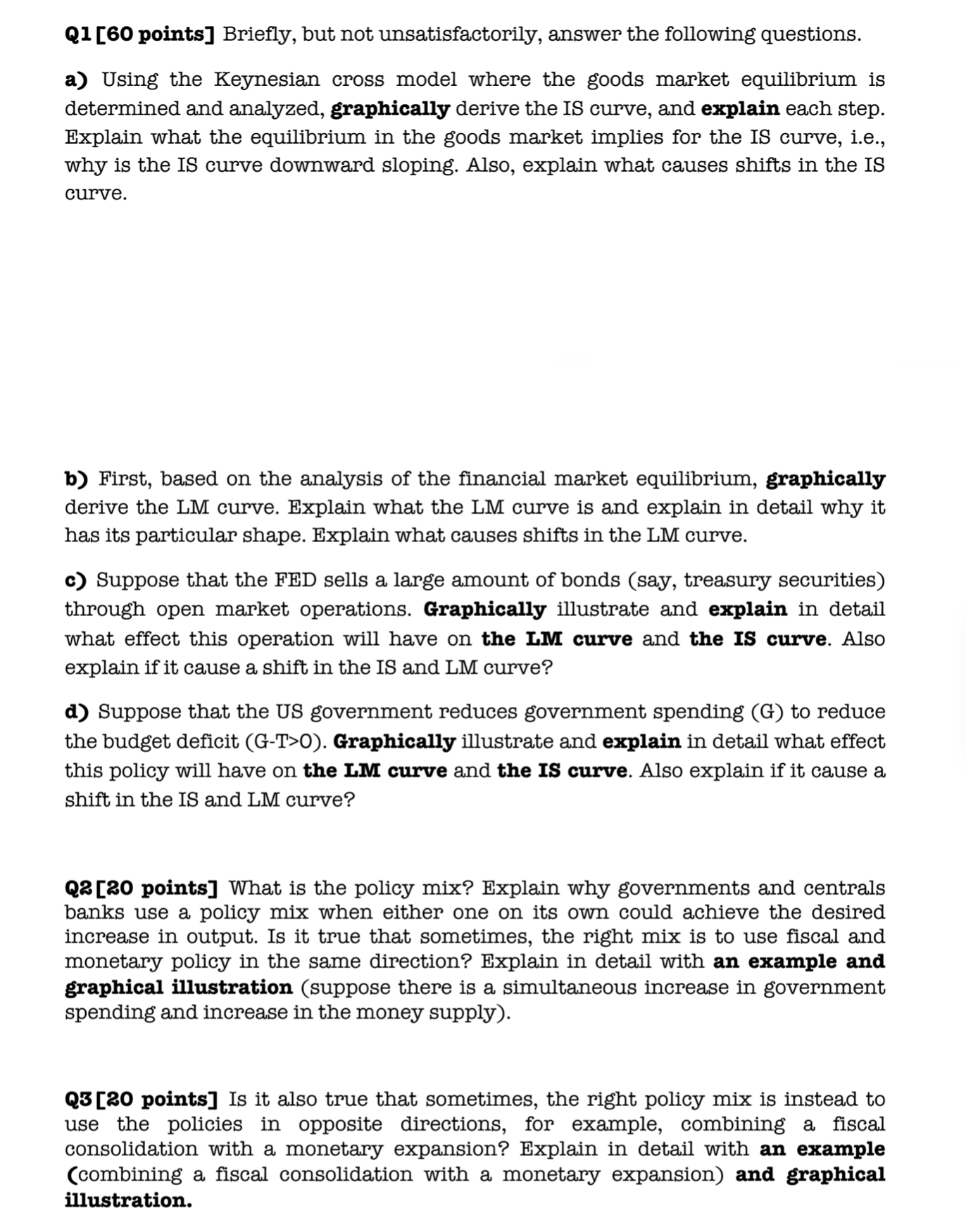  HELP, please Q1 [60 points] Briey, but not unsatisfactorily, answer the