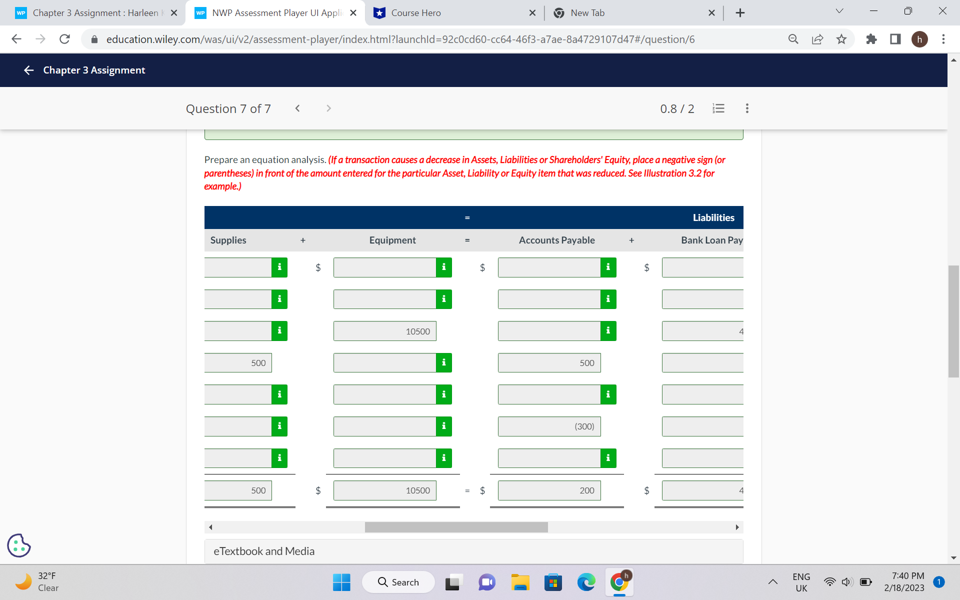 k X WP NWP Assessment Player UI Appli X Course Hero X