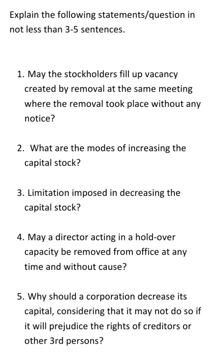 May the stockholders fill up vacancy created by removal at the same