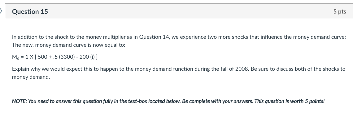 1100 Money Demand Md = PX [ ao + .5 (Y) -