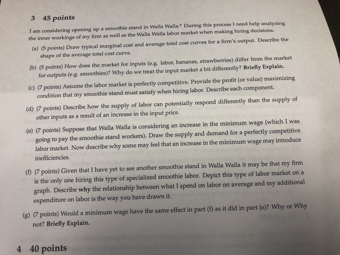  3 45 points I am considering opening up a smoothie stand