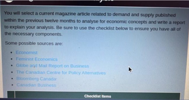 You will select a current magazine article related to demand and