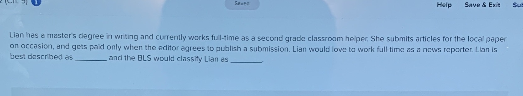 has a master's degree in writing and currently works full-time as a