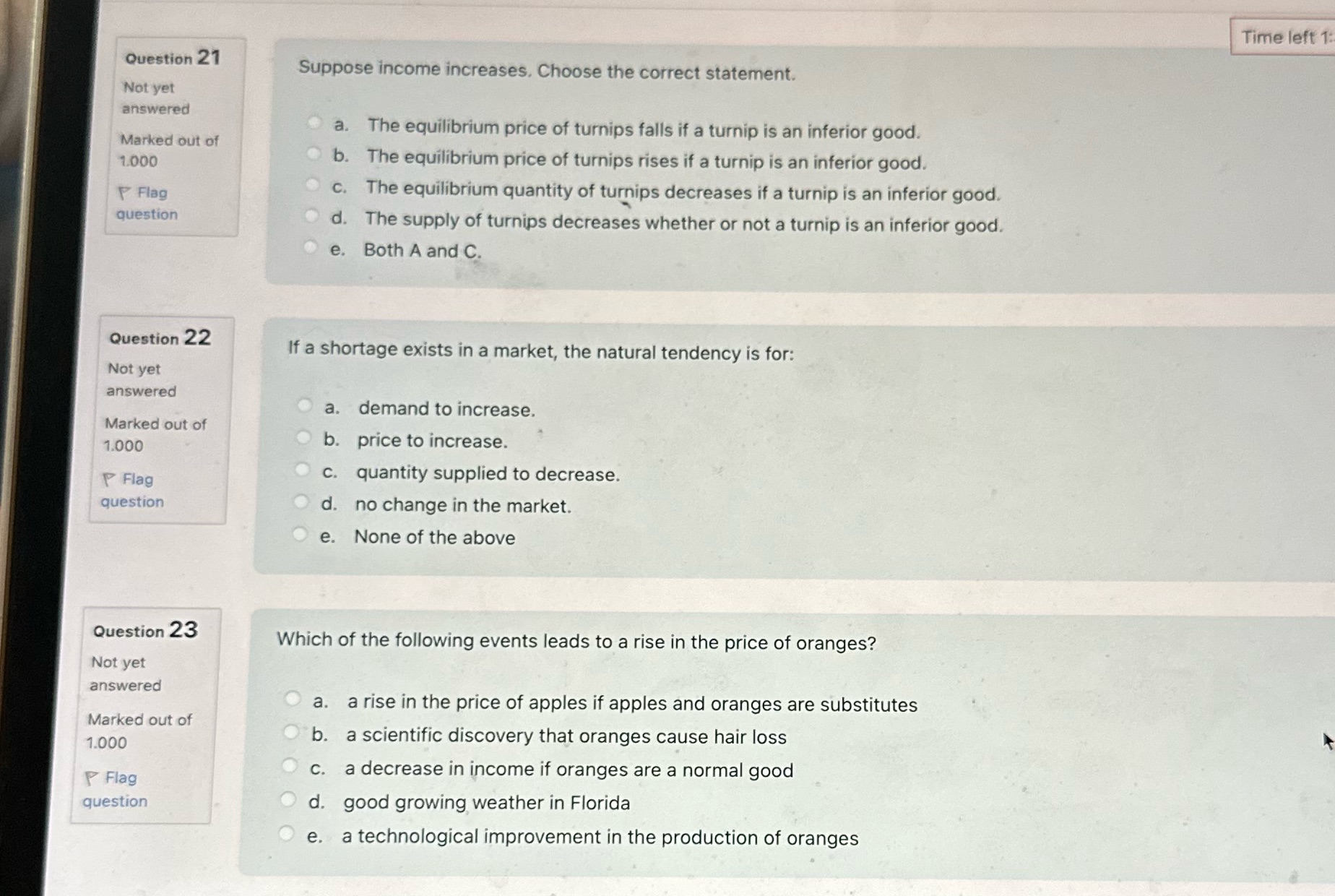 Suppose income increases. Choose the correct statement, Not yet answered k a