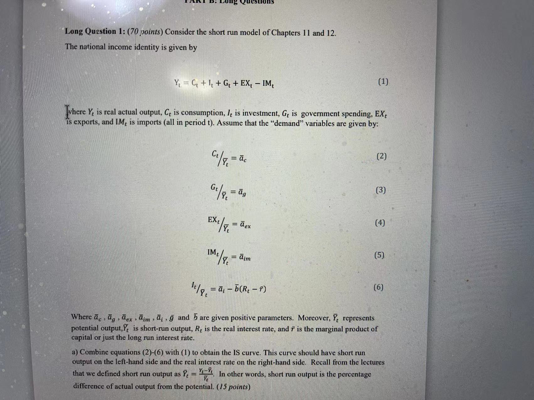 Chapters 1 1 and 12. The national income identity is given by