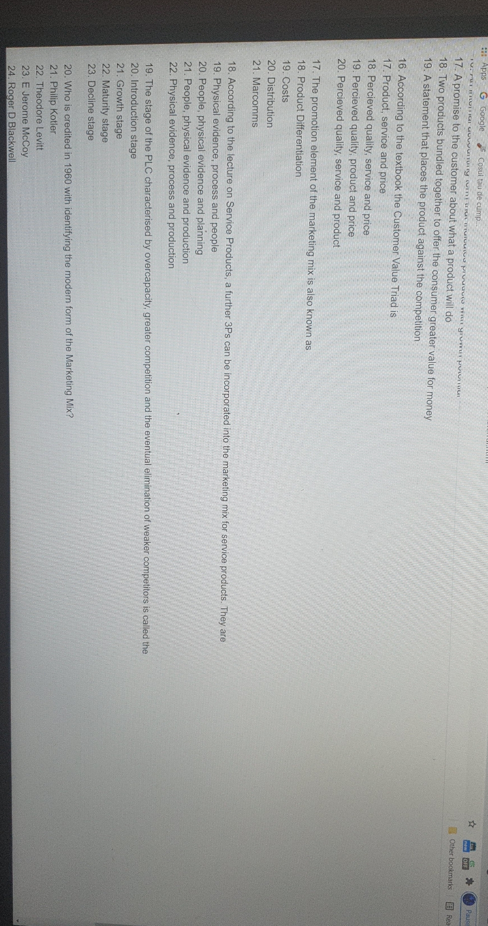 answer please G Google Cosul tau de cump... Paus Other bookmarks