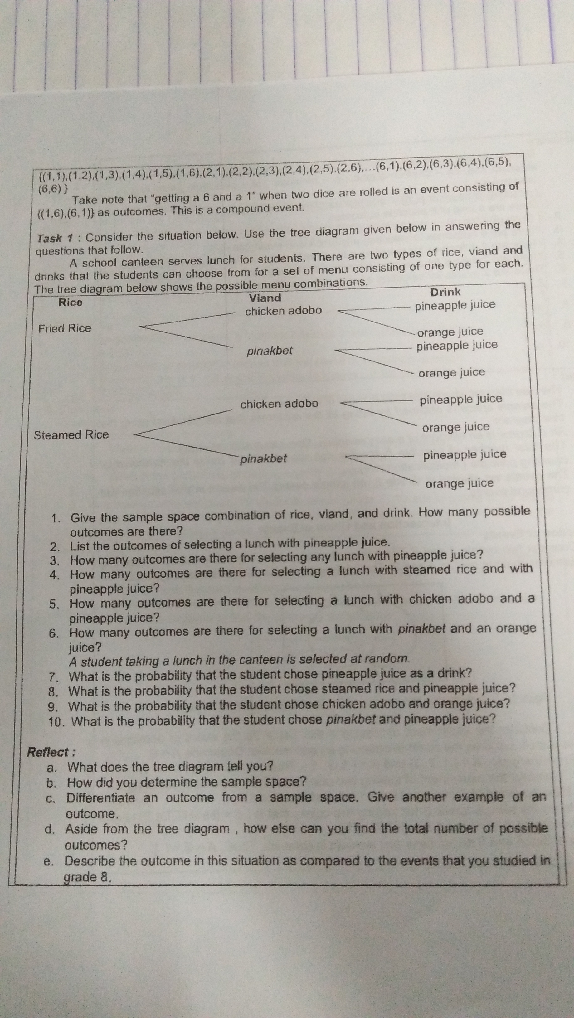 on probability in grade 8. Activities such as rolling a die, tossing