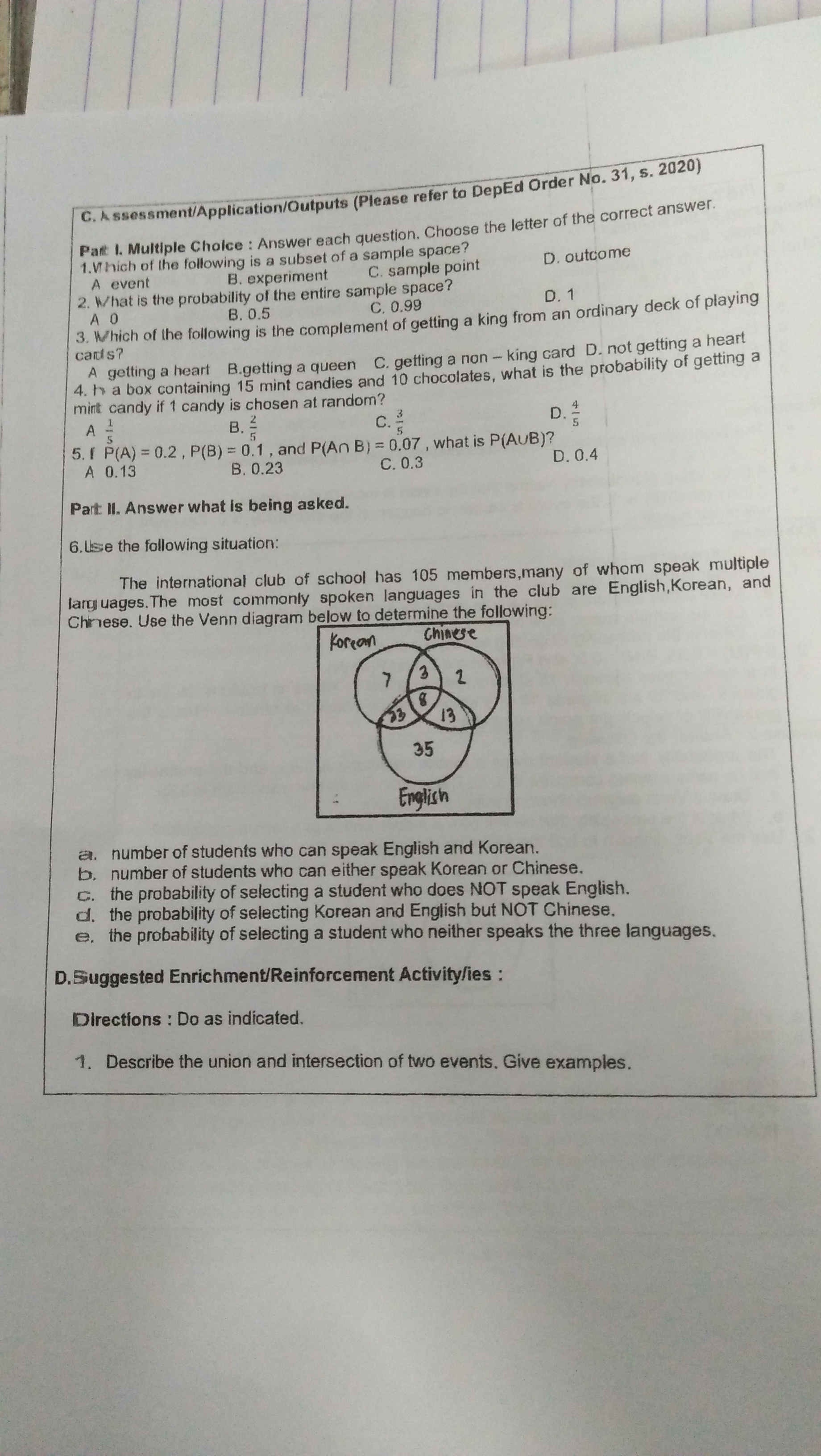 by S. For example, when a coin is tossed, there are only