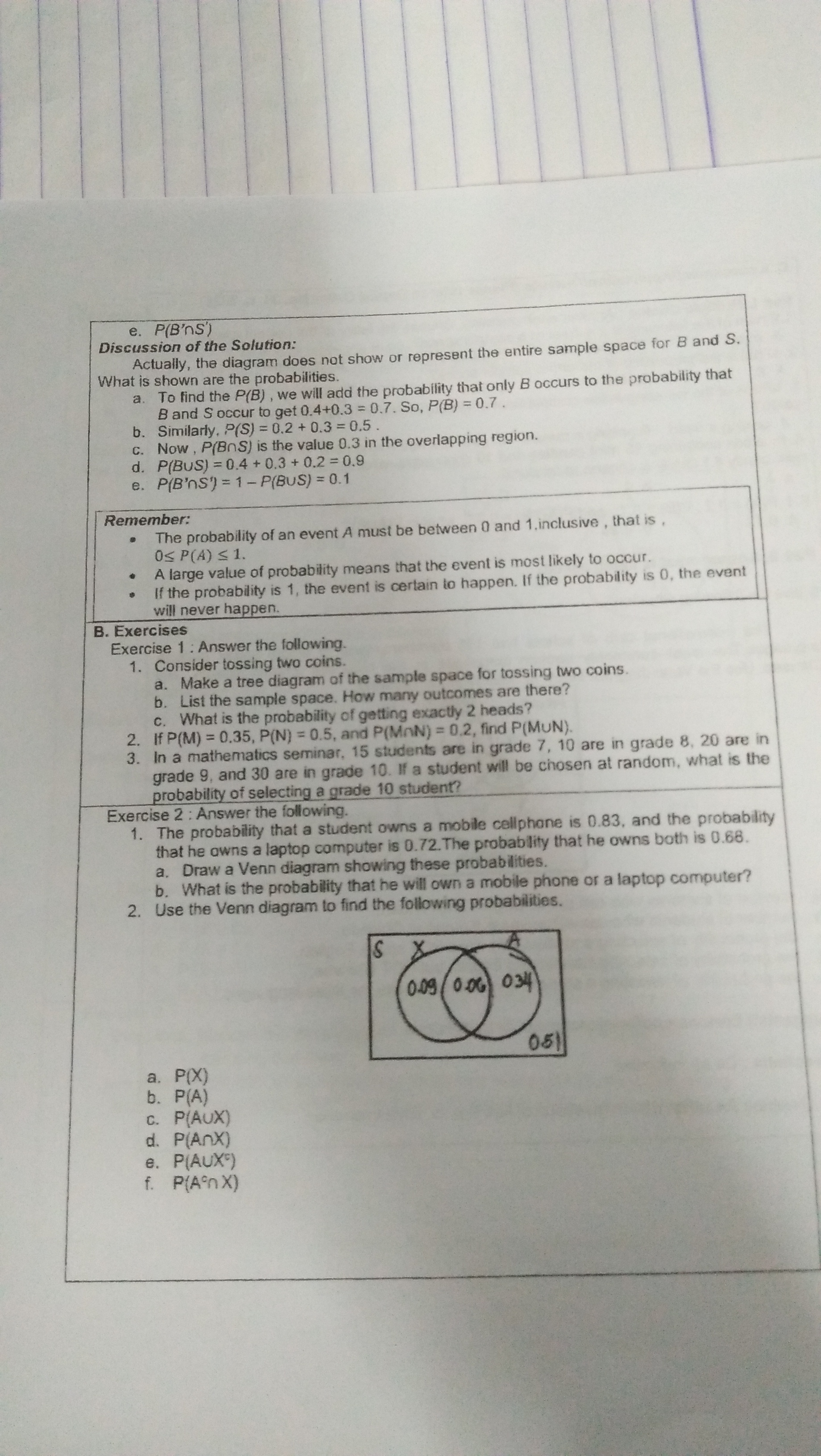H ). Recall that an event can be the entire sample space