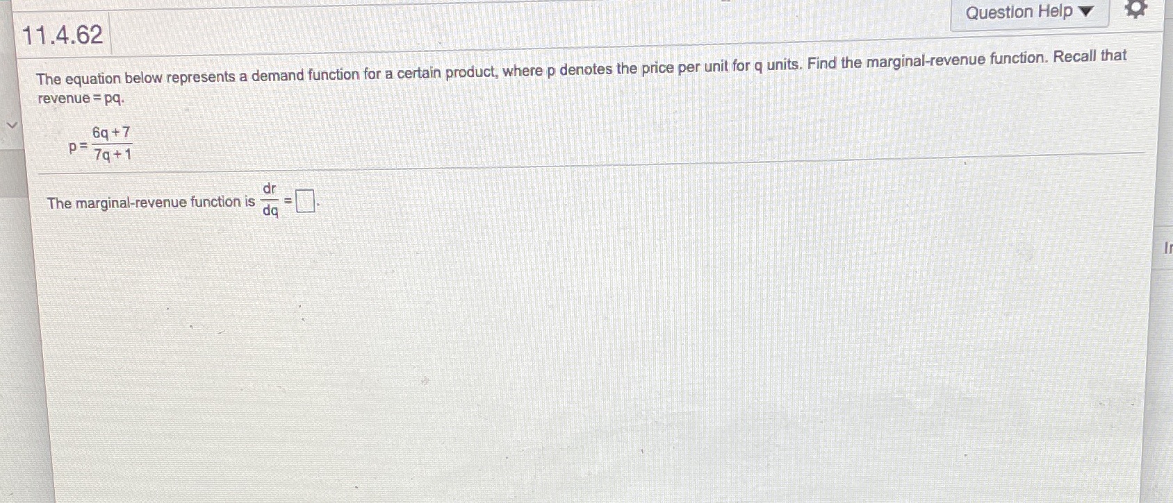 Please help me in this question 11.4.62 Question Help The equation