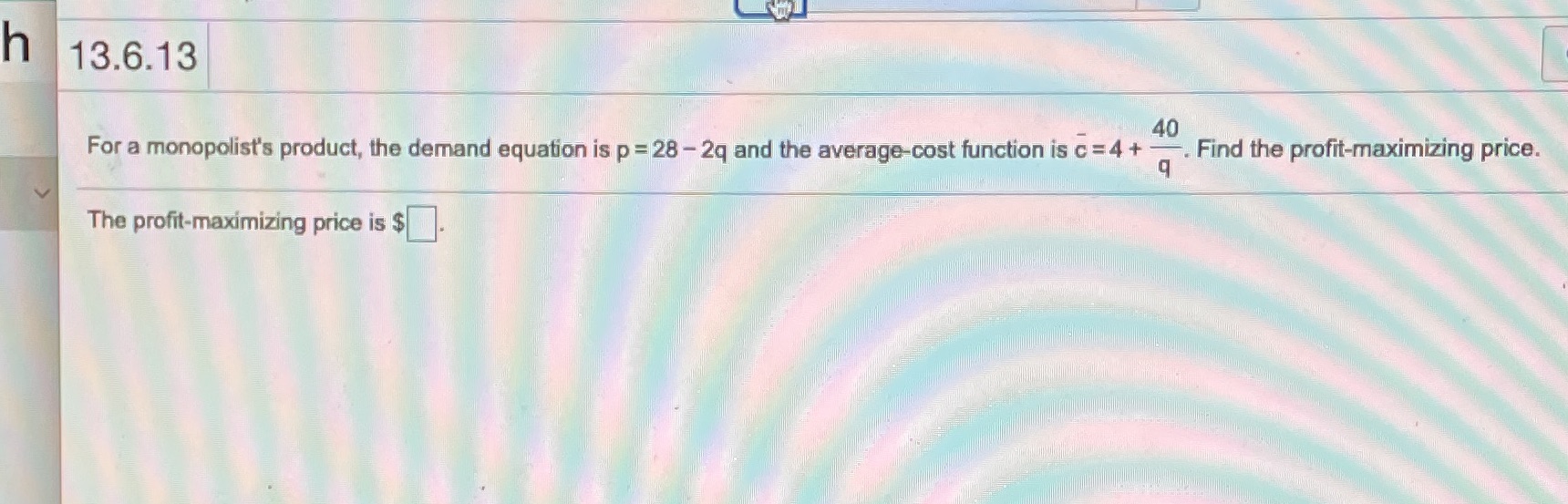 Please help me in this question h 13.6.13 40 For a