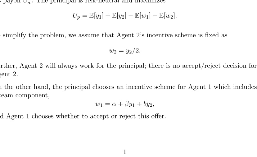 and Var[5] = 1. gent 1 is riskaverse and maximizes Payoil Cq.