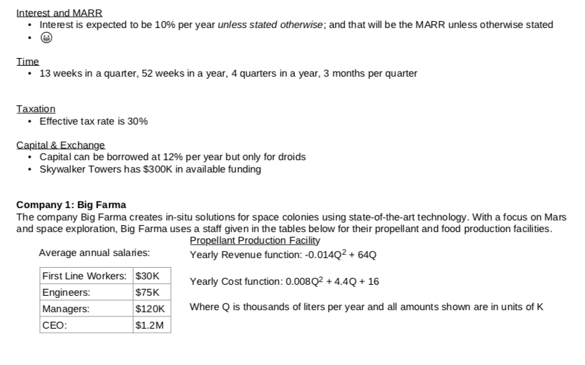  question 1 Interest and MARR . Interest is expected to be