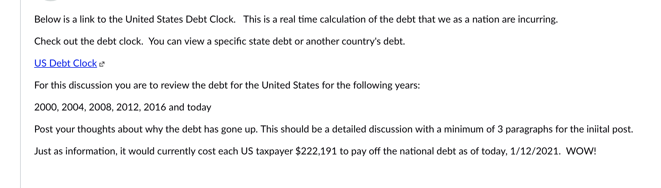 United States Debt Clock. This is a real time calculation of the