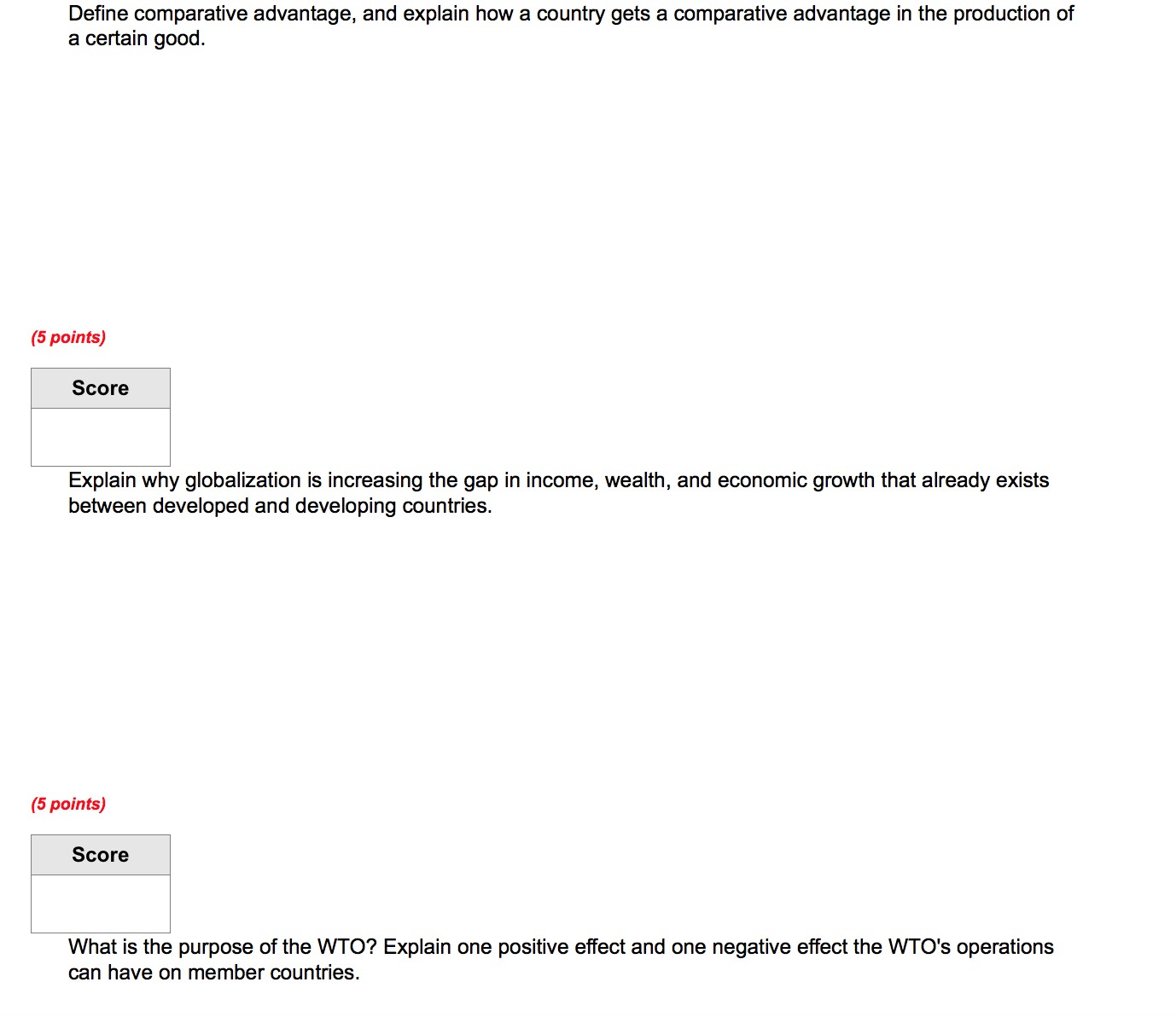 Define comparative advantage, and explain how a country gets a comparative