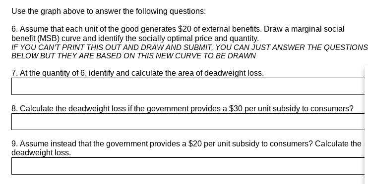 the graph above it (show work if possible): Positive Externalities P $50