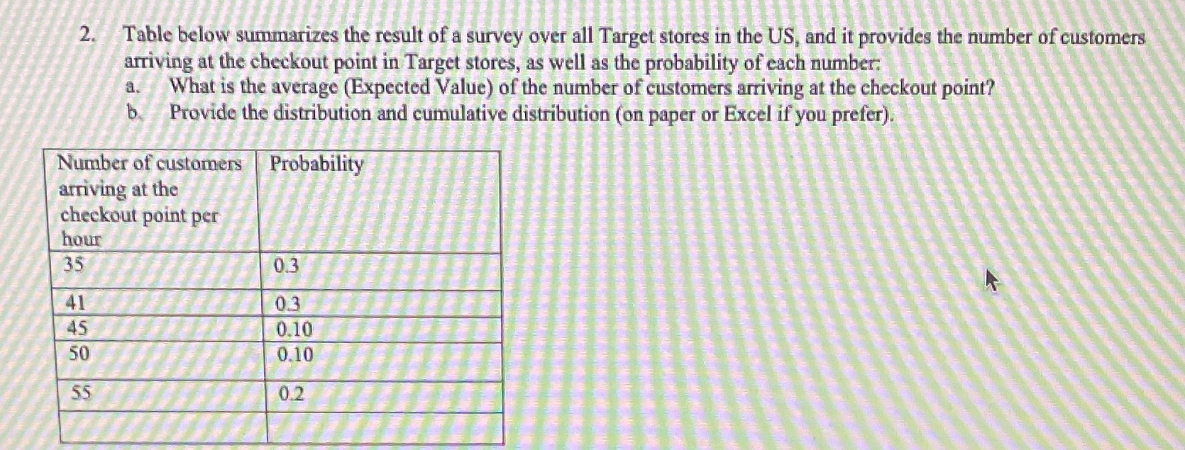  Please provide complete work for problem please. 2. Table below summarizes