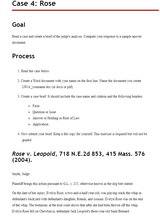 of the judge's analysis. Compare your response to a sample answer document.