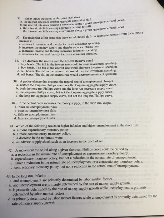 the interest rate rises causing aggregate demand to shift. b. the interest