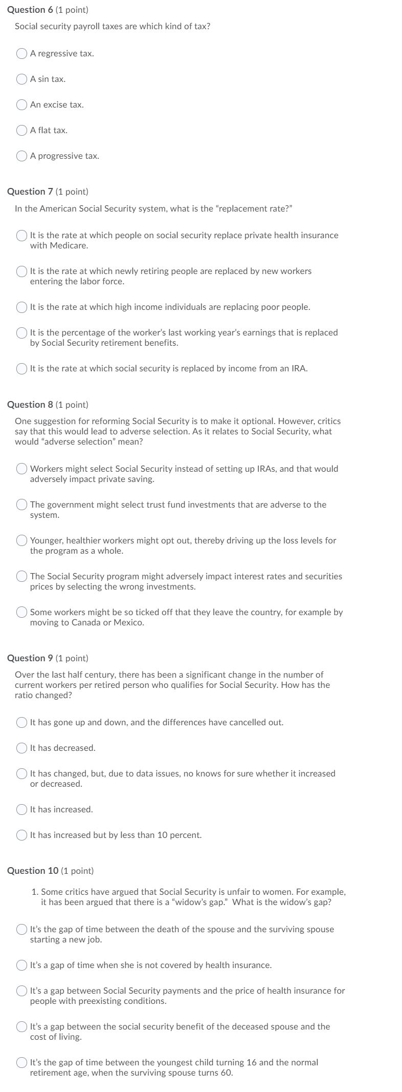 1 (1 point) In the United States, Social Security is an entitlement