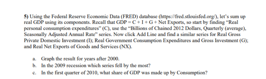 5) Using the Federal Reserve Economic Data (FRED) database (https'edstlouisfednrgi). let's