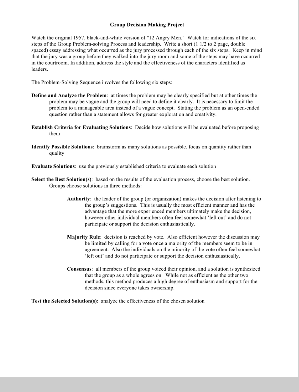 I need help about Group Decision Making Project in my course