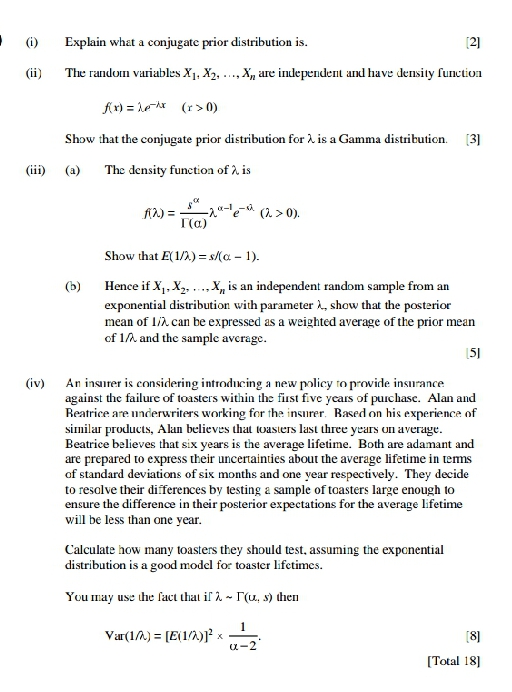 prior distribution is. (ii) The random variables X1: X2, ..., X, are