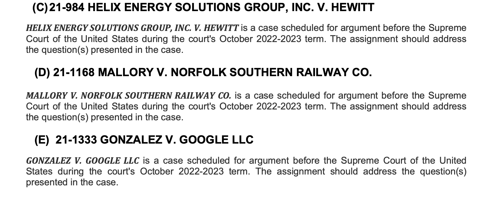  How can one define these cases using the IRAC method? Pleaser